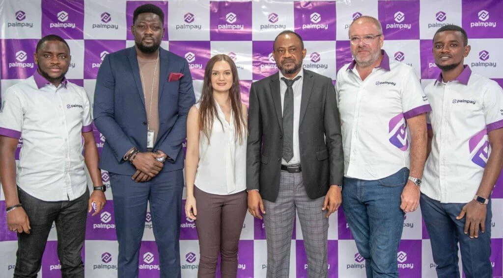 L-R Dami Owolabi, Senior Marketing Manager of PalmPay; Adebiyi Niyi, Director of Corporate Communications, VISA; Sofia Zab, Global Head of Commercial and Marketing; Chidi Okonkwo, Deputy GM, TECNO Nigeria; Jason Mycroft, COO of PalmPay and Ladi Ogunseye, Marketing Manager of PalmPay during the PalmPay Press conference held in Lagos yesterday.